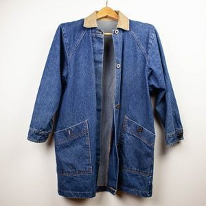 Vintage Denim Jacket with Tan Collar